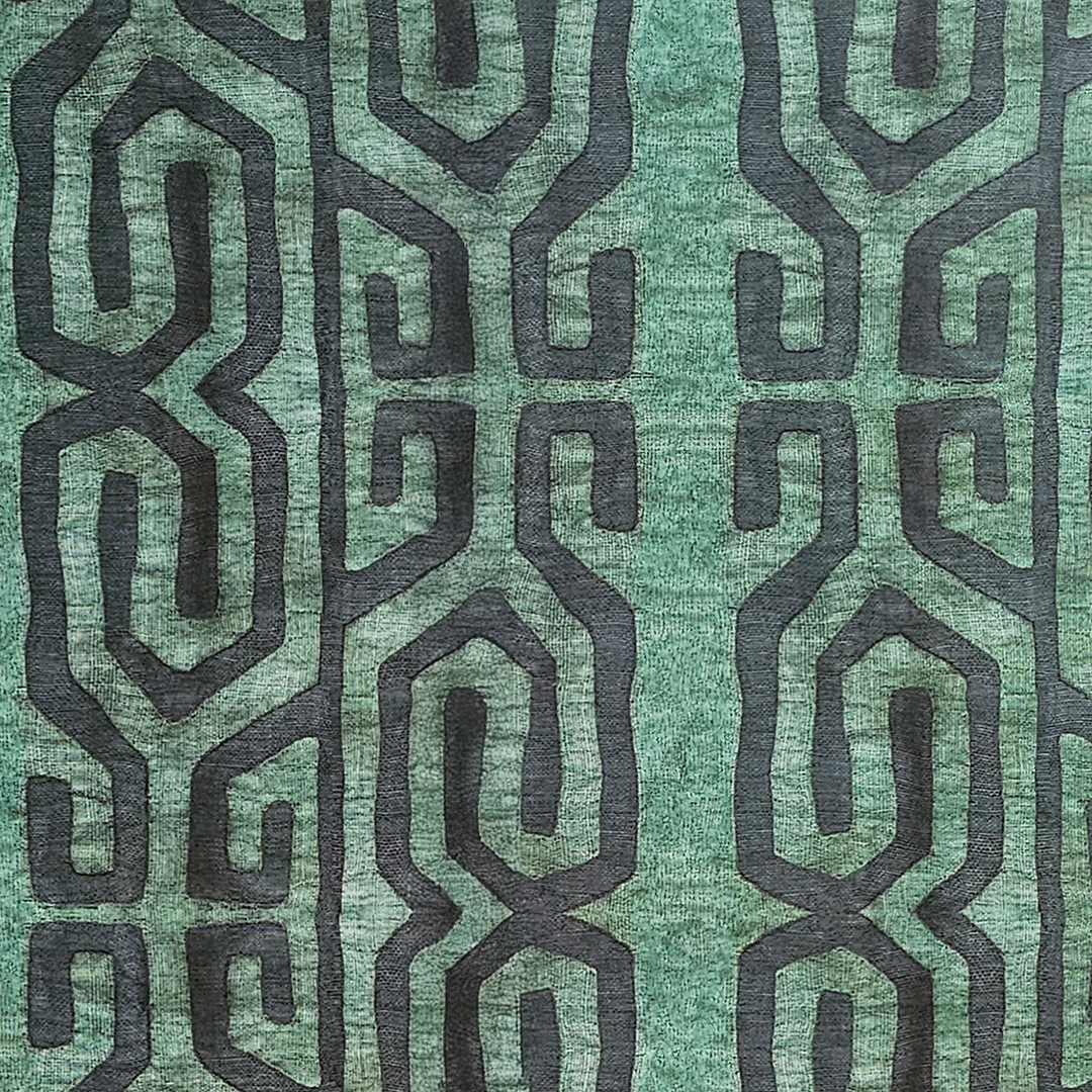 Tribal Kuba Cloth Print Fabric - Emerald