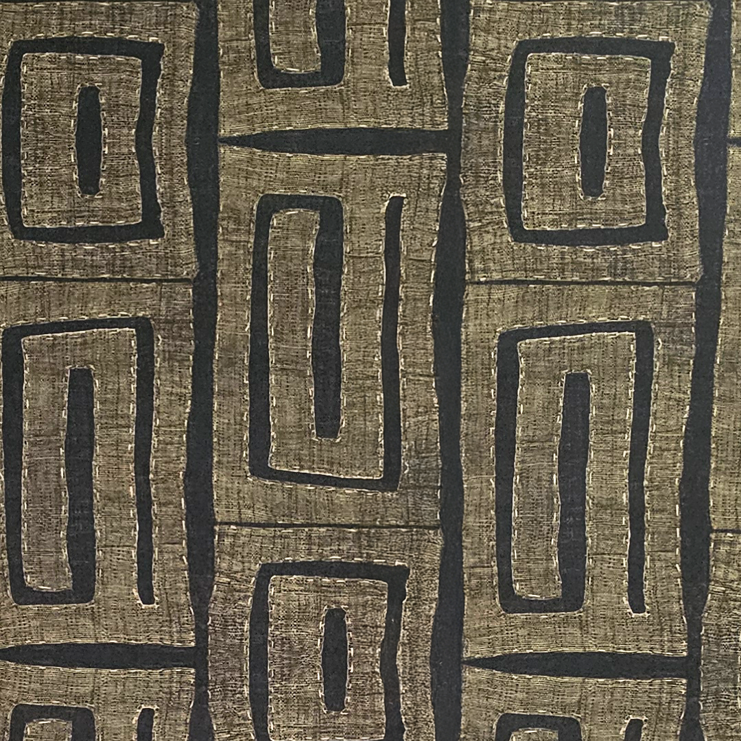 Modern Kuba Cloth Print Fabric  - Olive (Item #103OL)