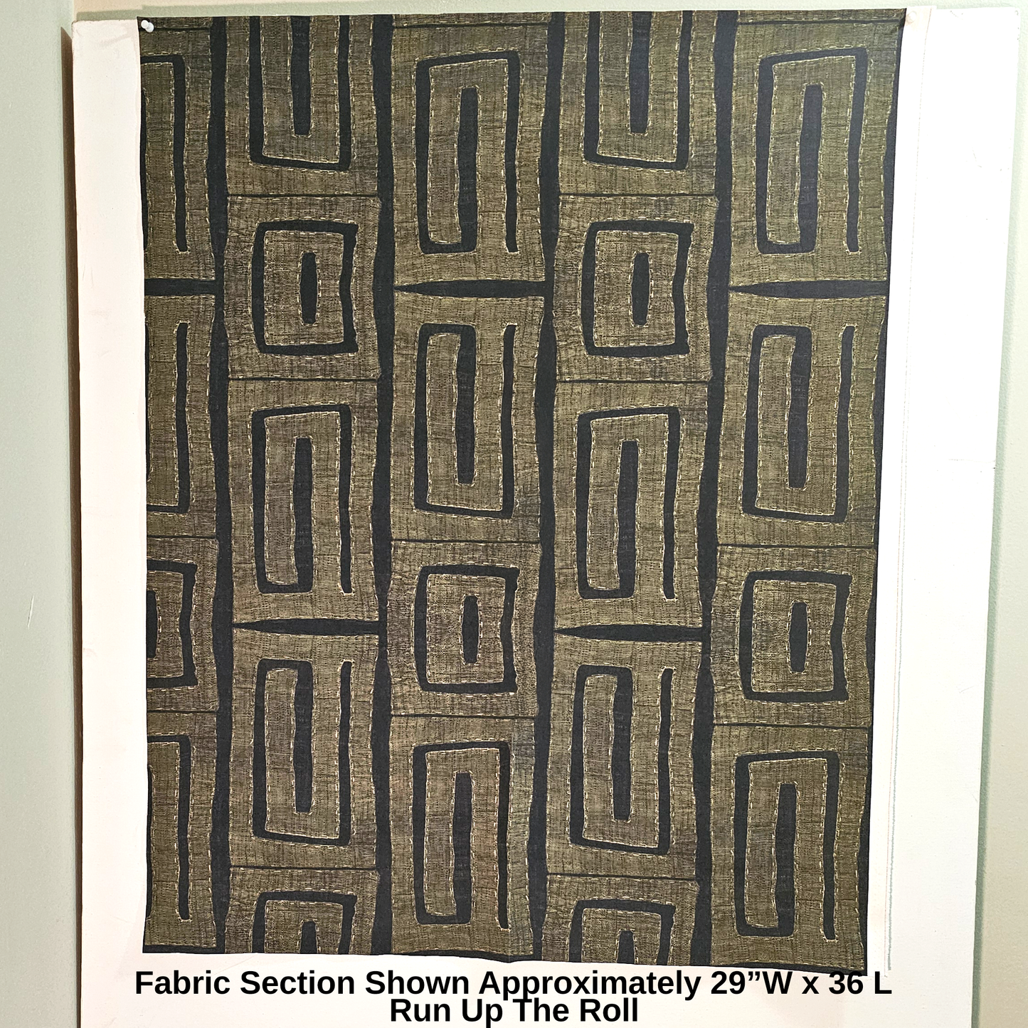 Modern Kuba Cloth Print Fabric  - Olive (Item #103OL)