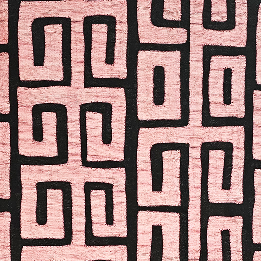 Traditional Kuba Cloth Print Fabric  - Pink