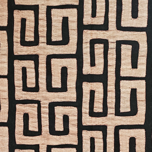 Traditional Kuba Cloth Print Fabric  - Tan (#102T)