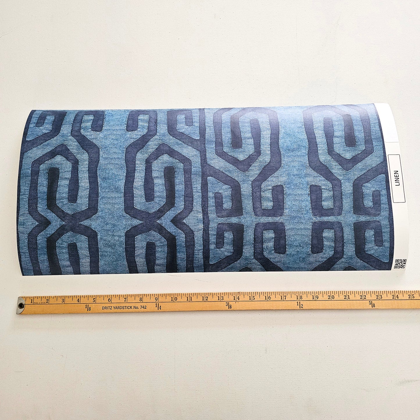 Tribal Kuba Cloth Print Wallpaper - Dusty Blue (#W104DBL)