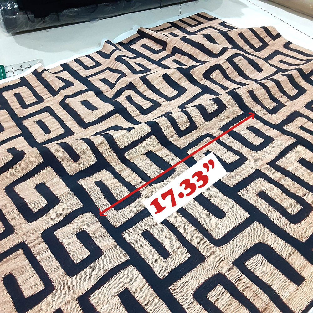 Traditional Kuba Cloth Print Fabric  - Tan (#102T)